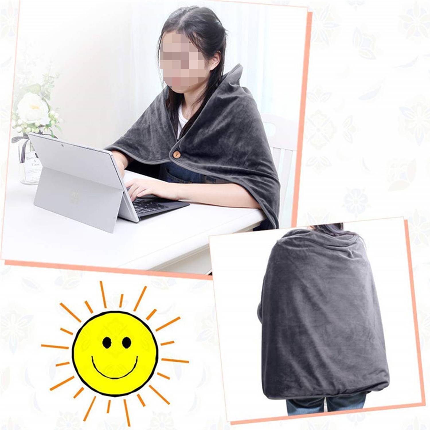 Electric Heated Wearable Blanket Wrap Shawl 12