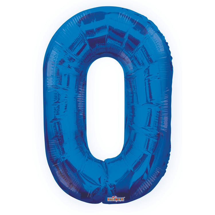 Mylar Number 0 Balloons - Blue 34" 2