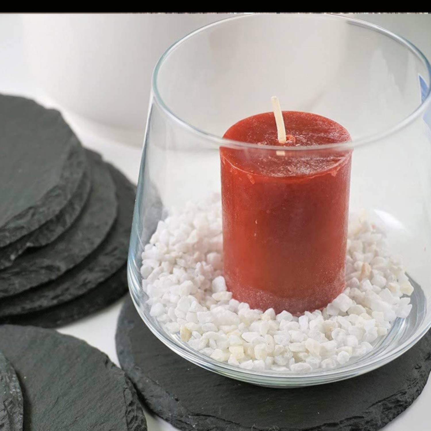 Black Slate Coaster with Wtorage Rack Kit 3
