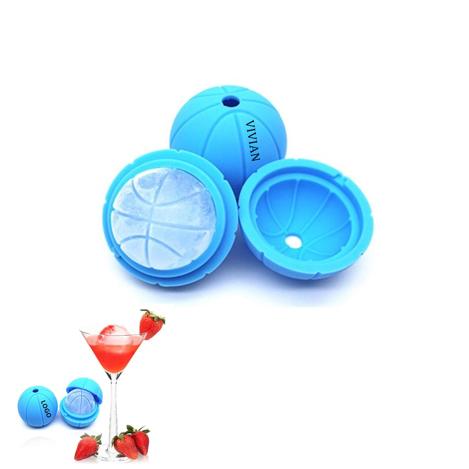 Basketball Shape Ice Cube Sphere Mold 1