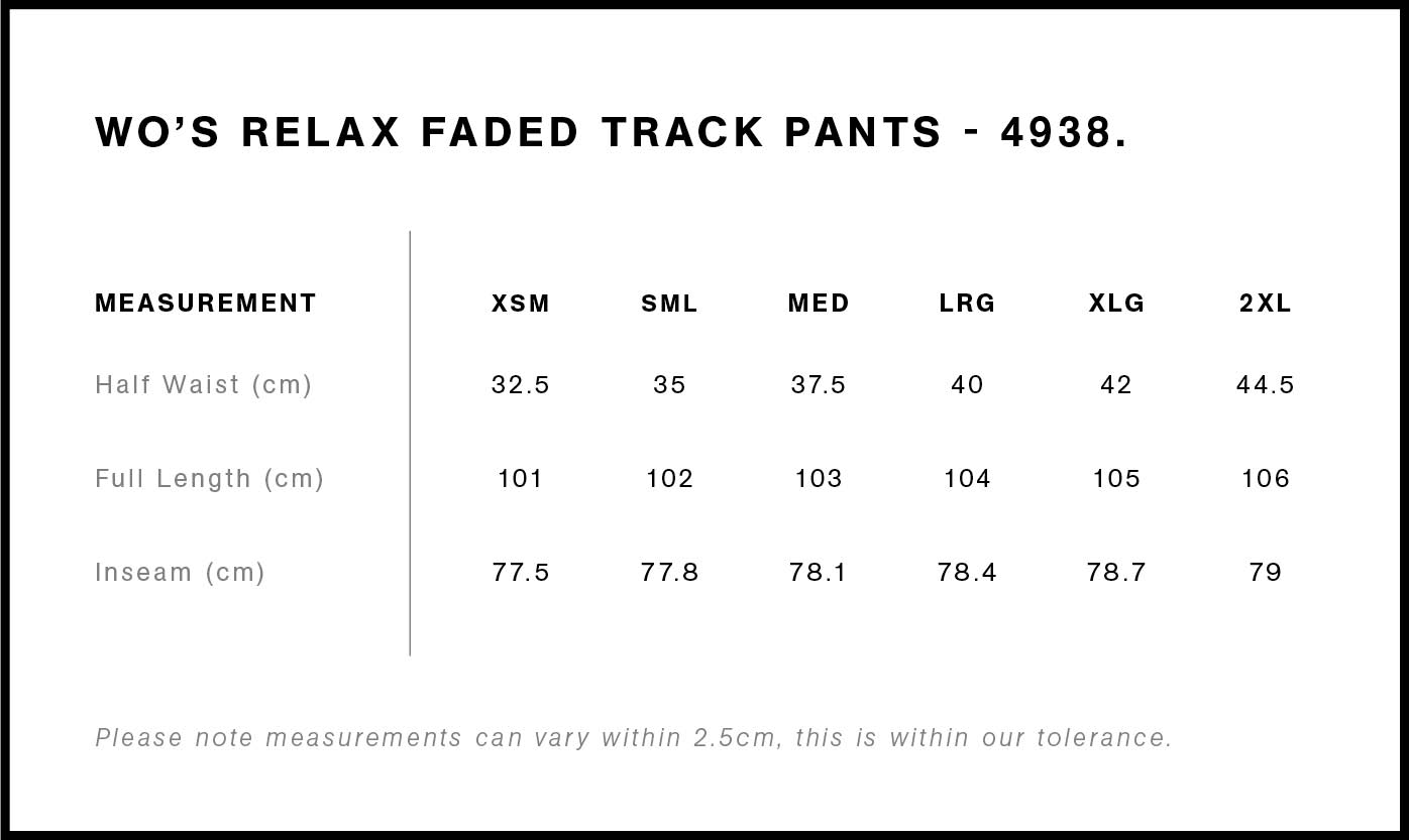 Wo's Relax Faded Track Pants | 4938 4