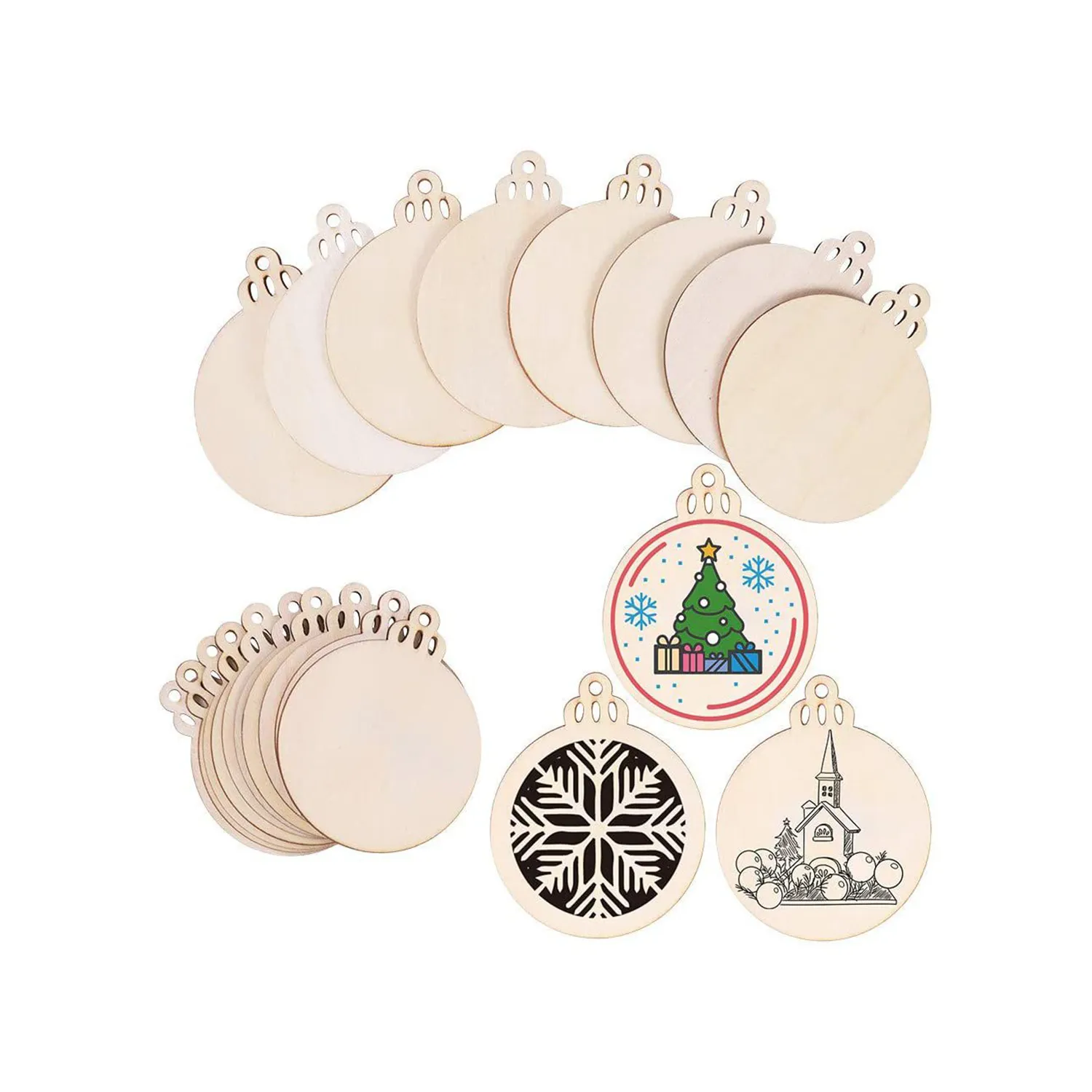 Wooden Christmas Ornaments Slices Circles 3