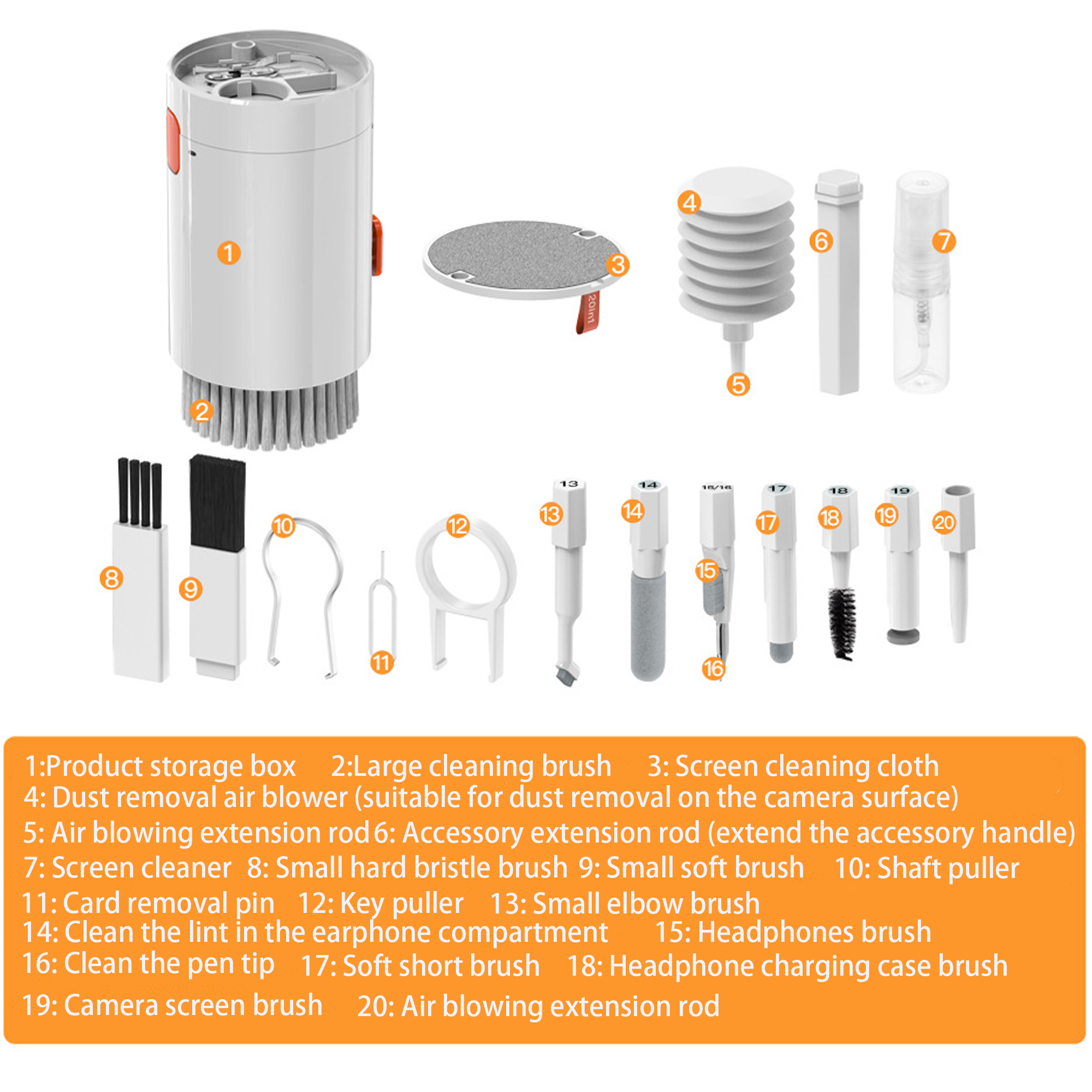 20-in-1 Multi-Functional Cleaning Kit for Earphones, Phones 3