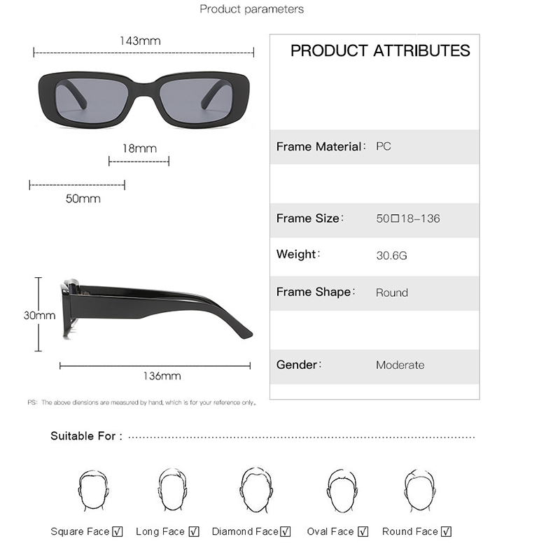 Rectangle Retro Fashion Sunglasses for Women Men 9
