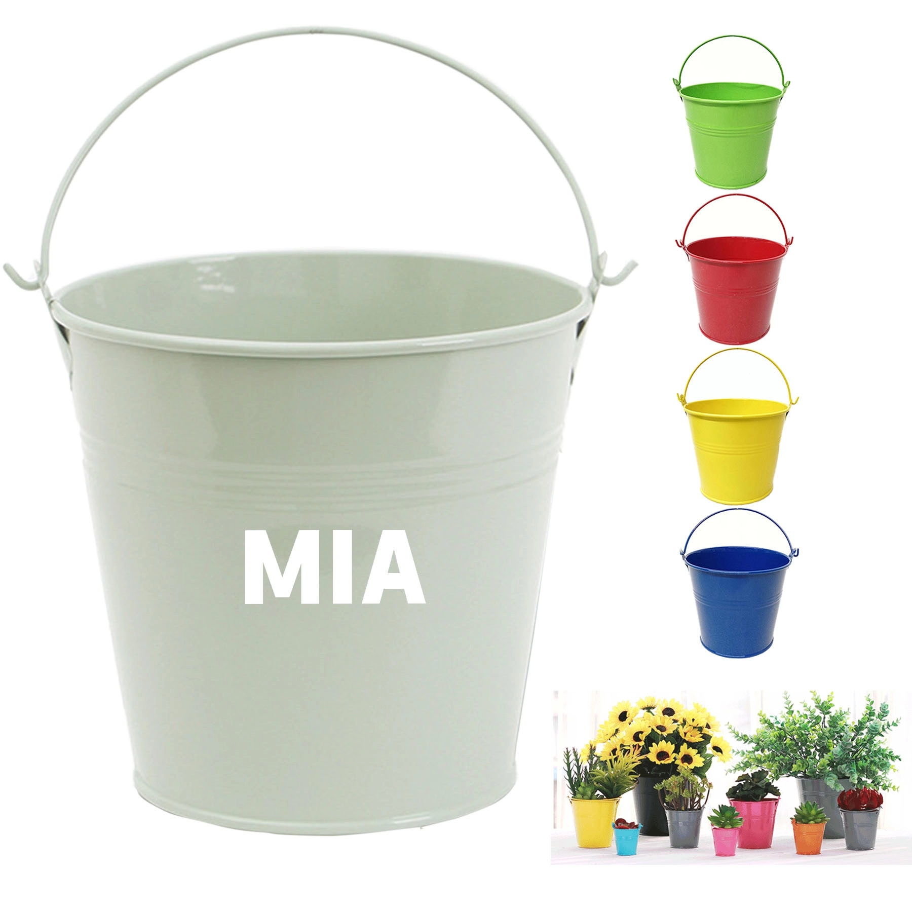 64Oz. Small Metal Buckets With Handle 1