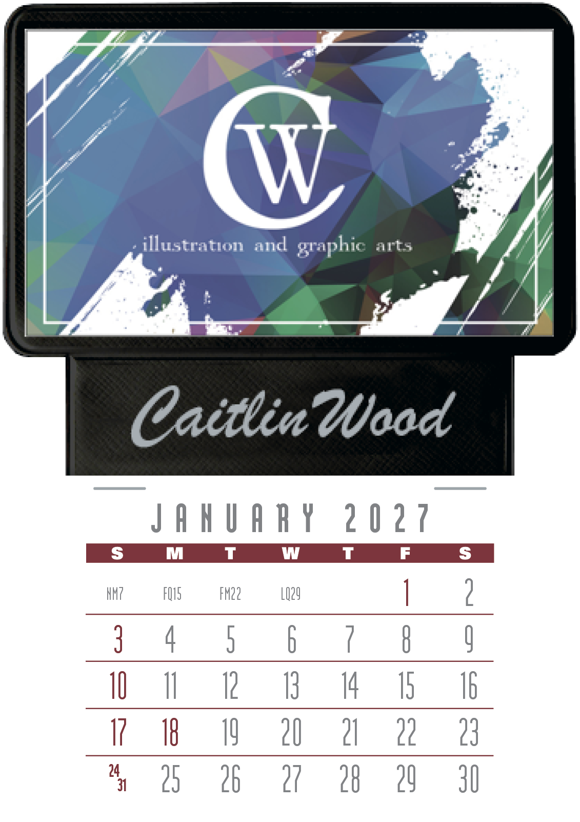 Triumph® Calendars Press-N-Stick Business Card Holder With Imprint And Calendar Pad 7