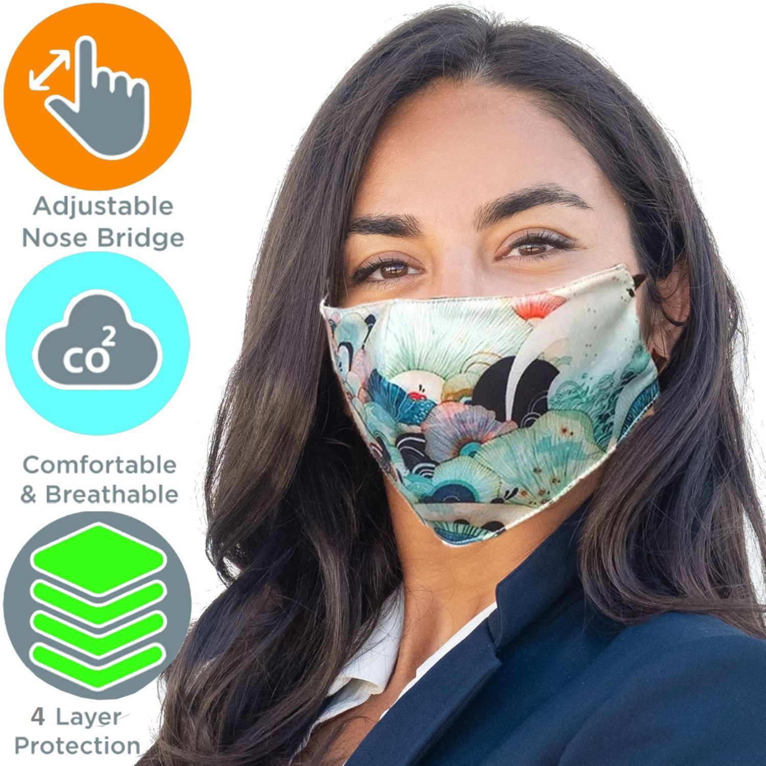Adjustable Face Mask, full color cloth safety masks 4 Layer