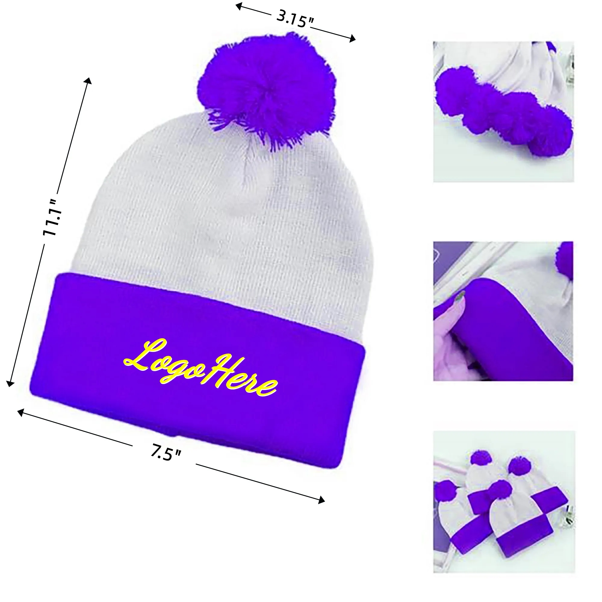Knit Pom Beanie With Cuff MOQ100 2