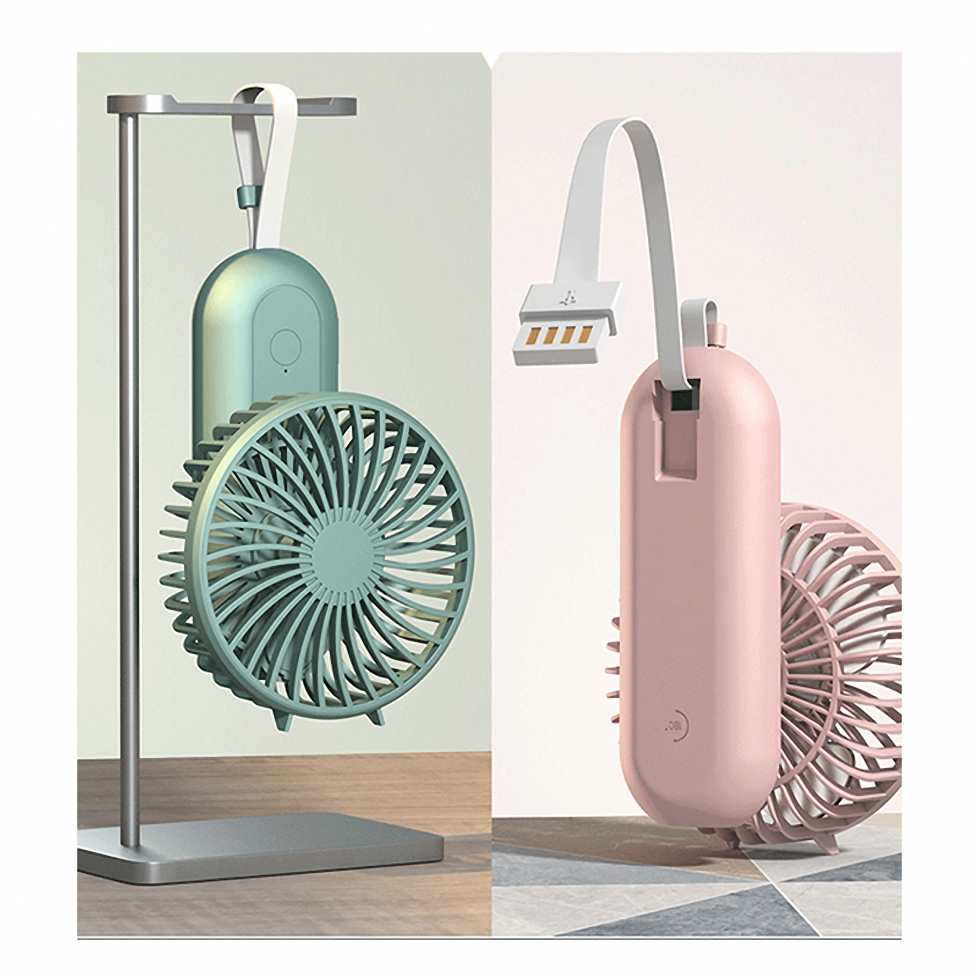 Rechargeable Foldable 3-in-1 Mini Handheld Fan with Power Bank 5