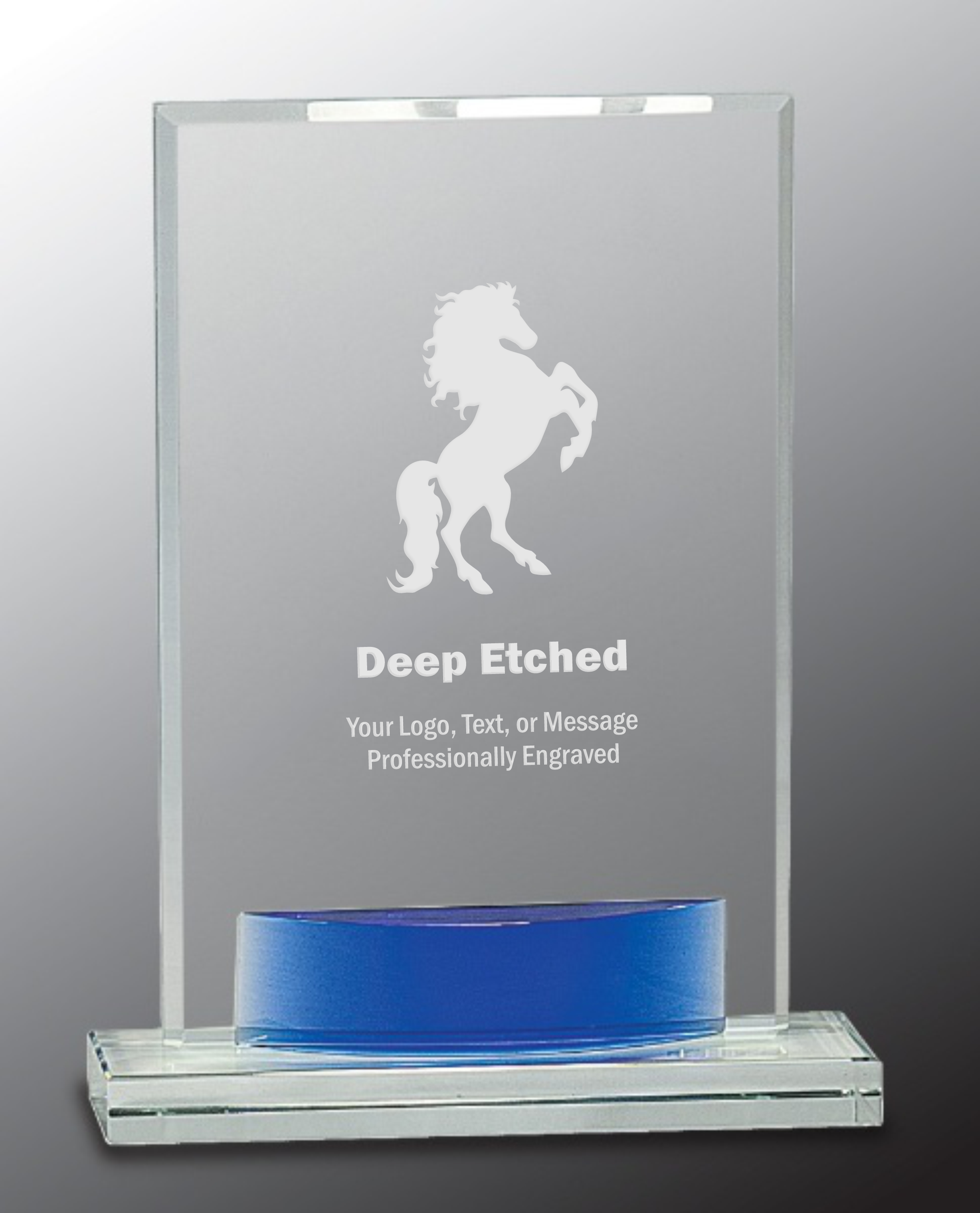 8 1/2" Crystal Rectangle with Blue Accent Award