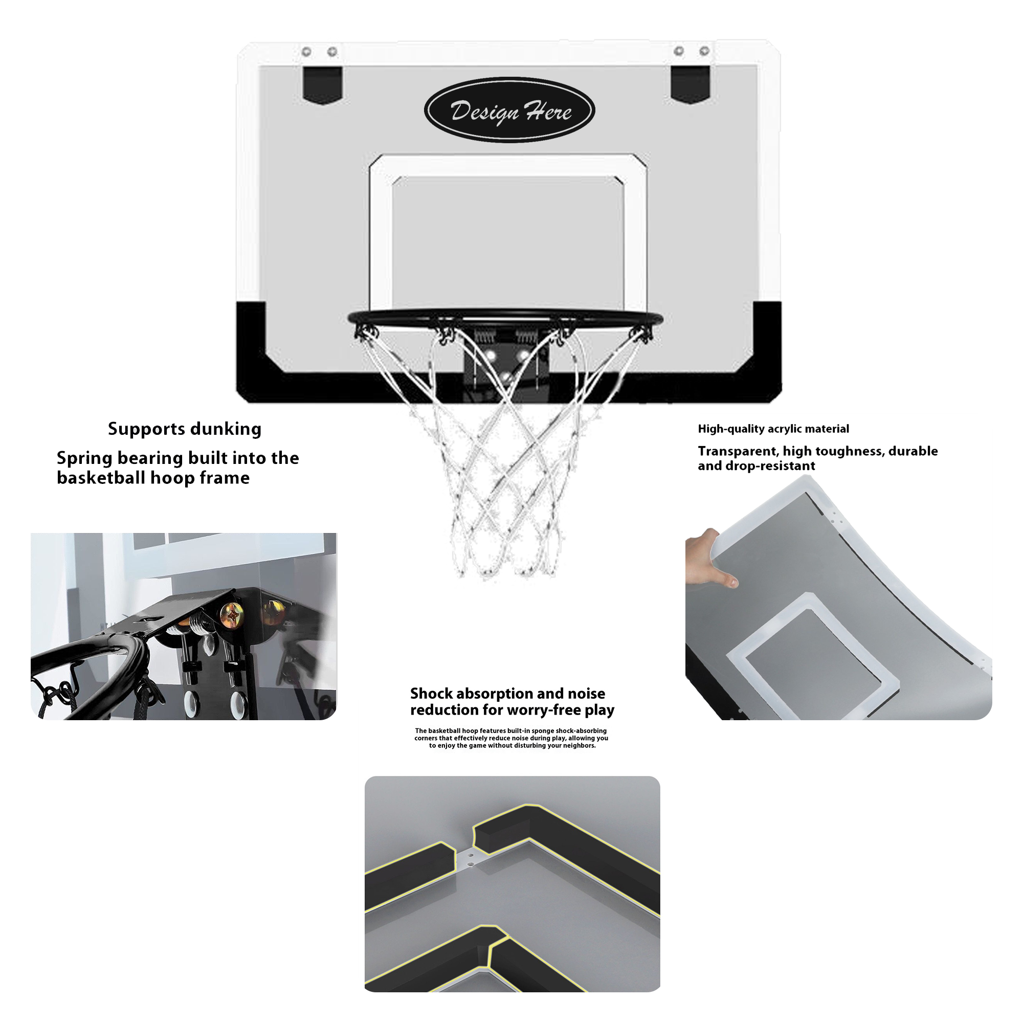 MOQ 10pcs No-Drill Wall-Mounted Backboard 2
