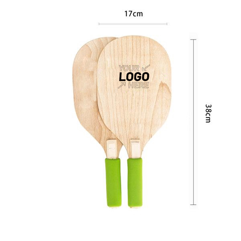 Set of 2 Wood Badminton Paddles Beach Tennis Racket 4