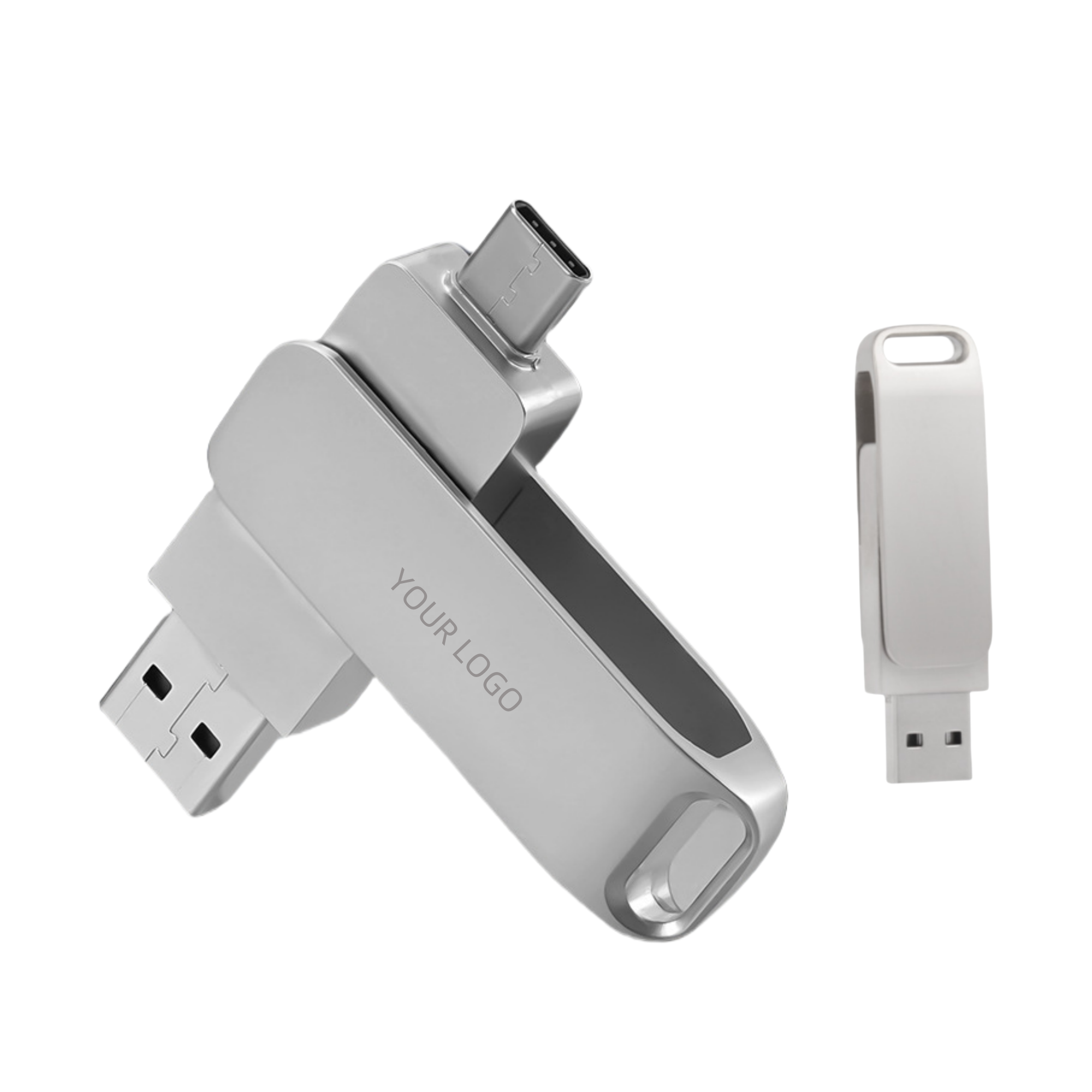 Metal 128GB Swivel Phone And Computer Dual-Use USB Flash Drive 2