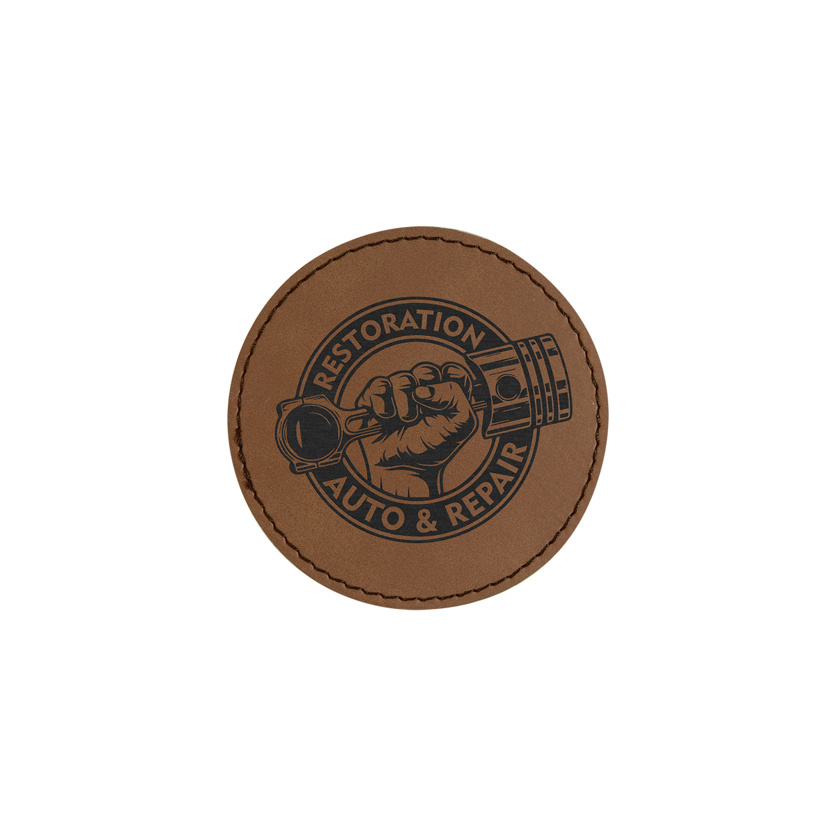 3" Dark Brown Leatherette Round Patch with Adhesive