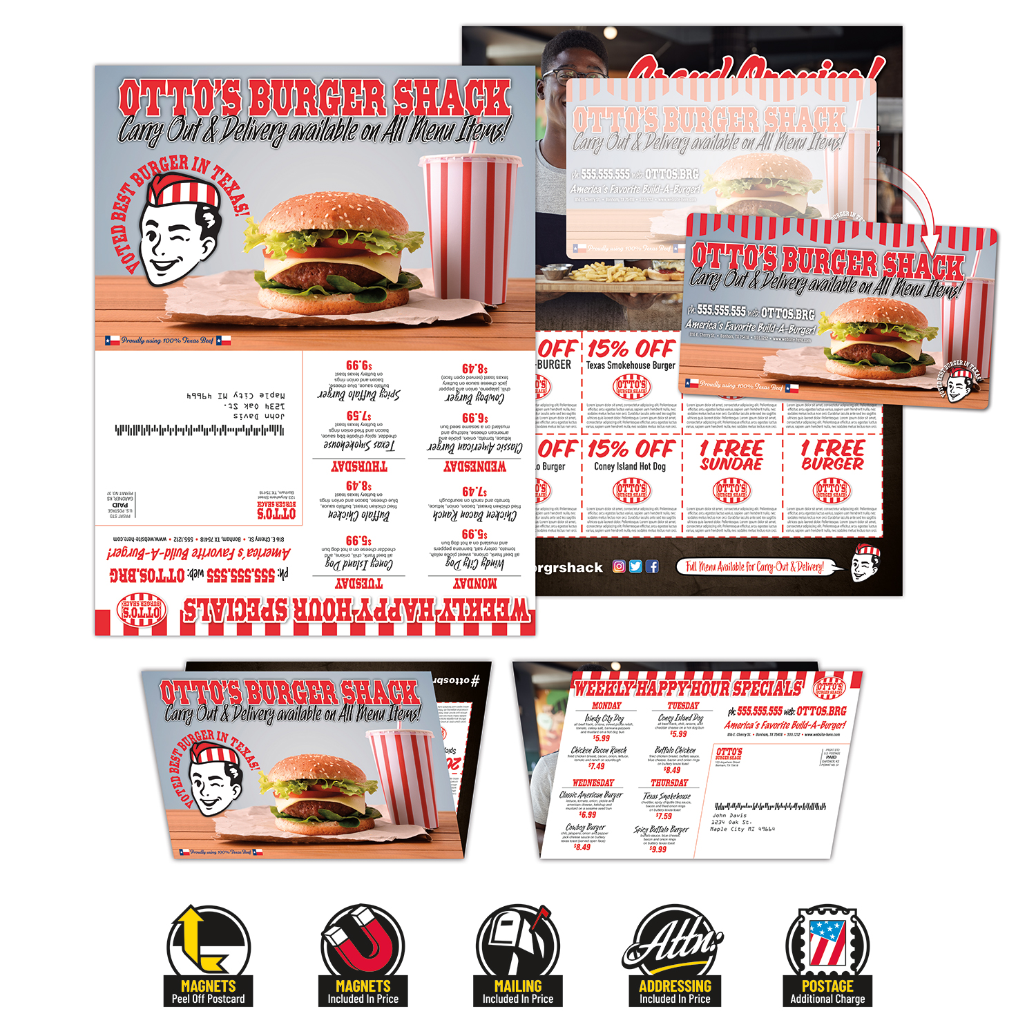 Standard Folded Postcard UV Coated - 10 pt. with 3.5x6 Magnet (20 mil.) 2