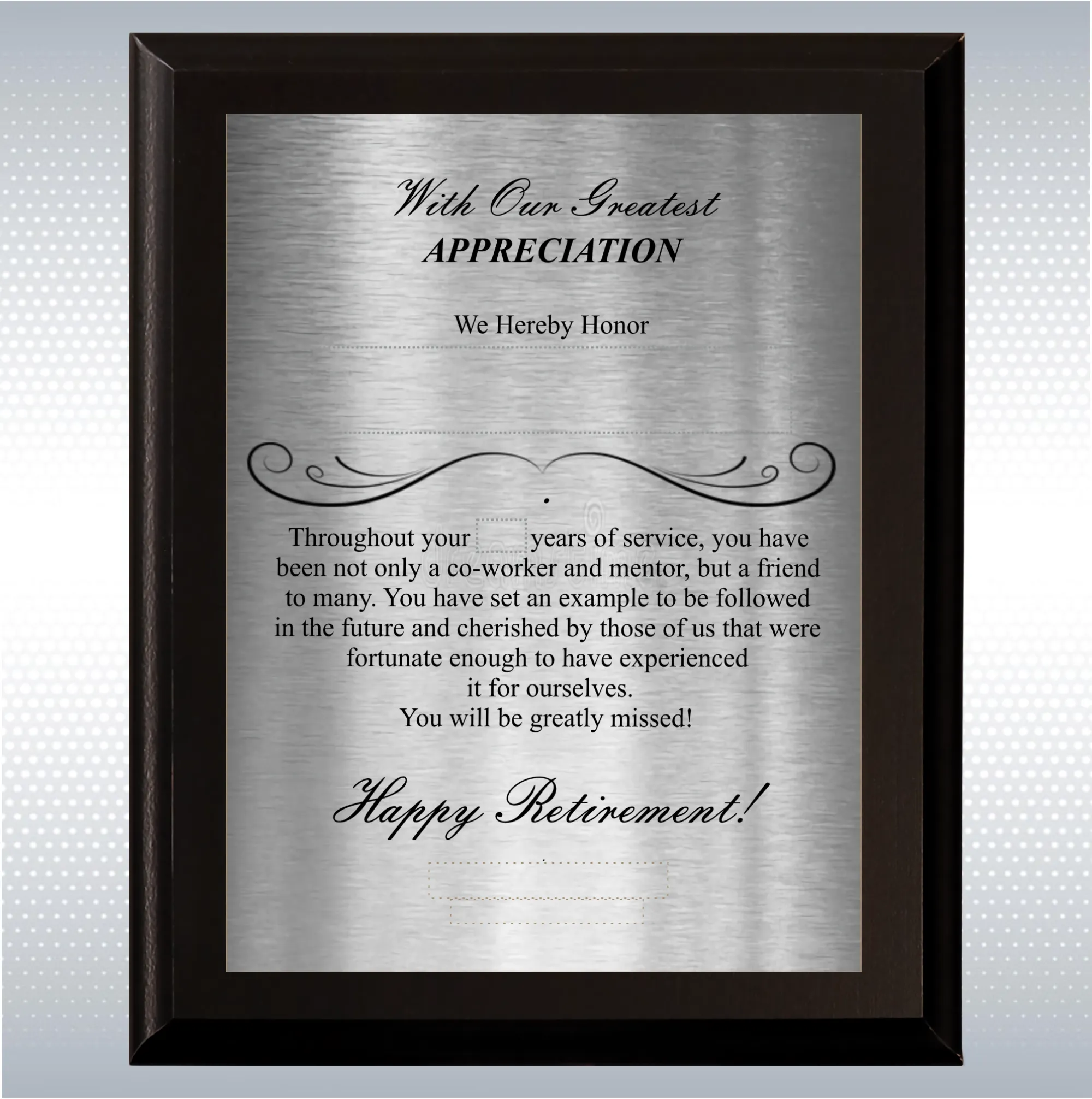 Black Matte Retirement Gift Award Plaque 8