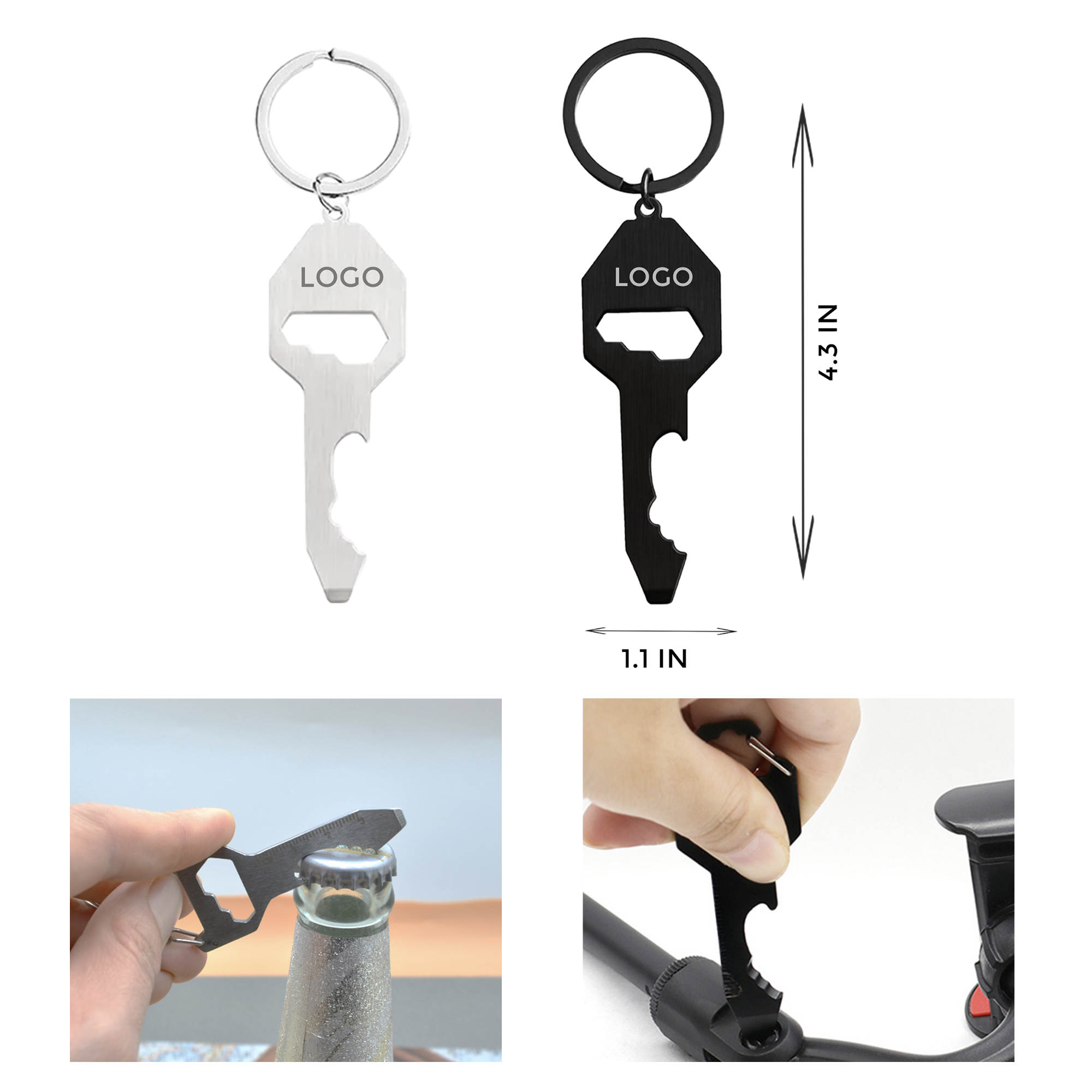 MOQ 10 PCS Versatile Stainless Steel Bottle Opener Keychain 2