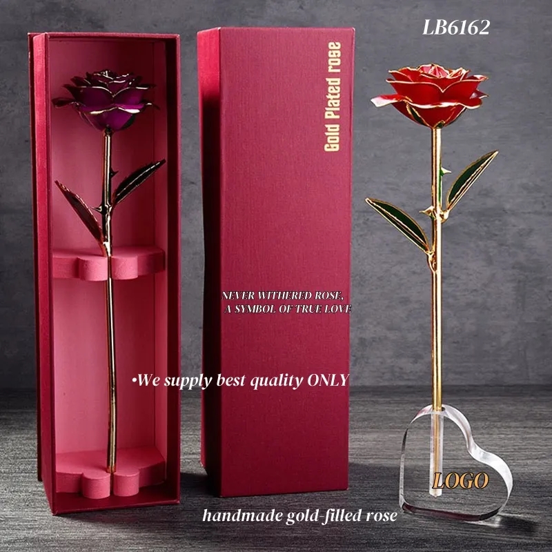 Dipped 24K Gold Rose with Stand Best Gift for Him Her 8