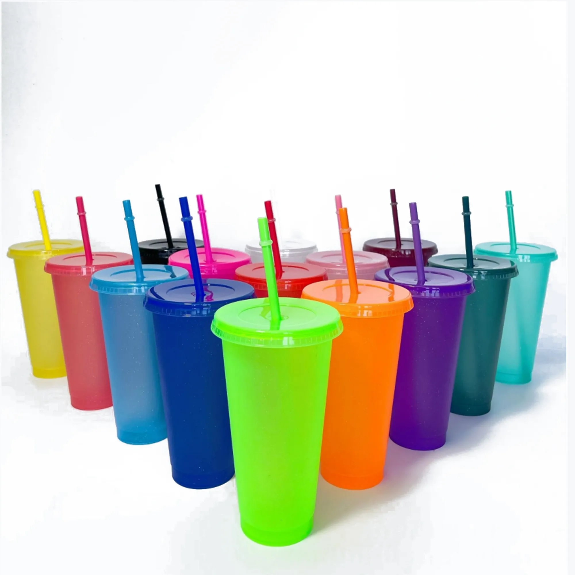 24Oz Glitter Straw Cup - Large-Capacity Single-Layer 5