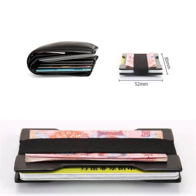 Minimalist Metal RFID Blocking Wallet with Cash Strap 1