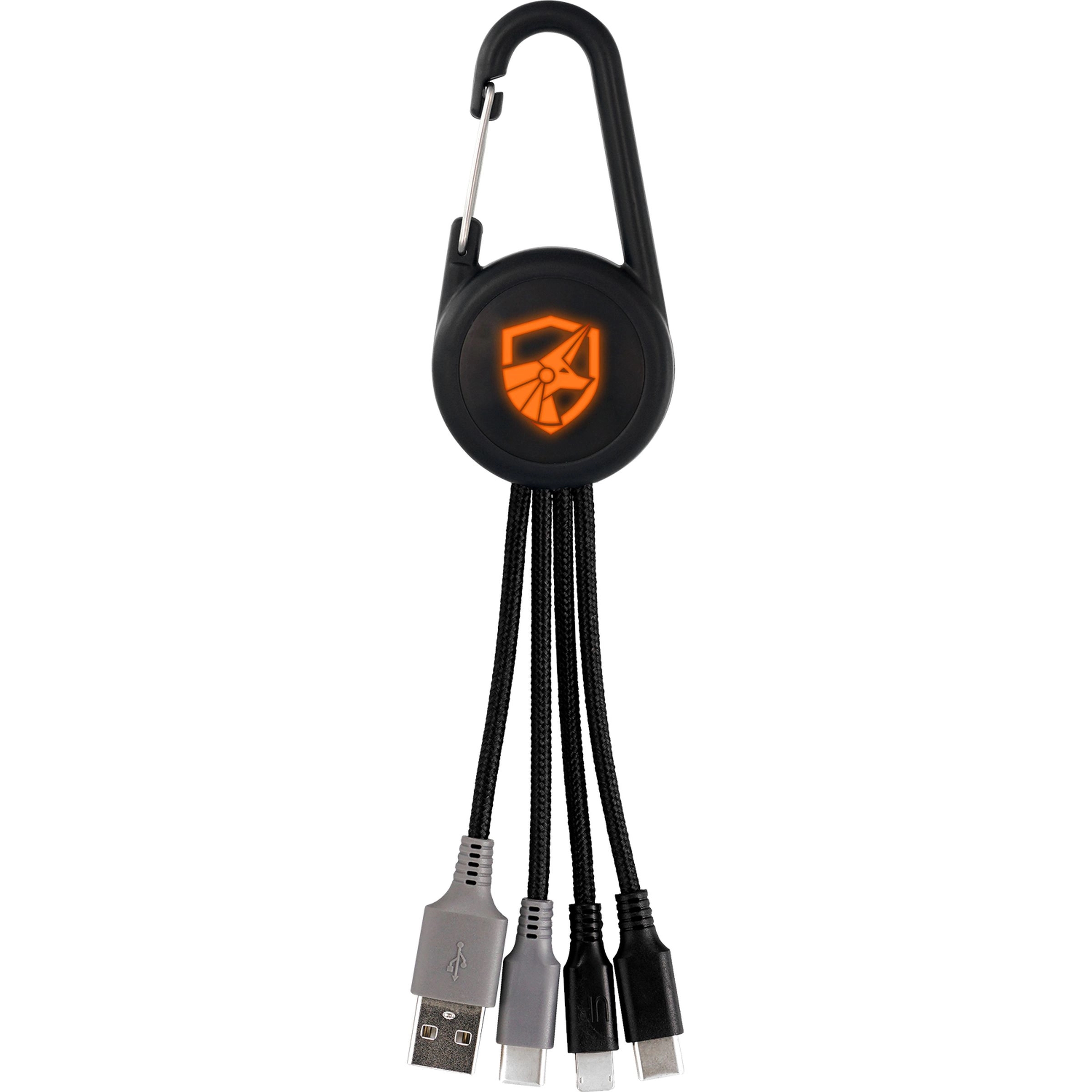Color Light Up Dual Input 3-in-1 Carabiner Charging Cable 2