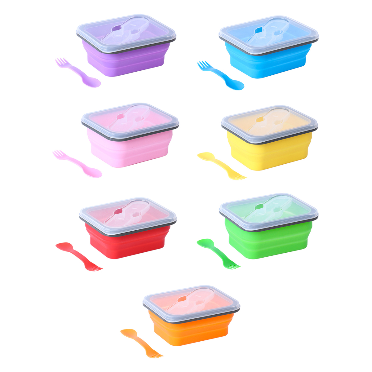 Foldable Silicone Lunch Box with Utensil Set 5