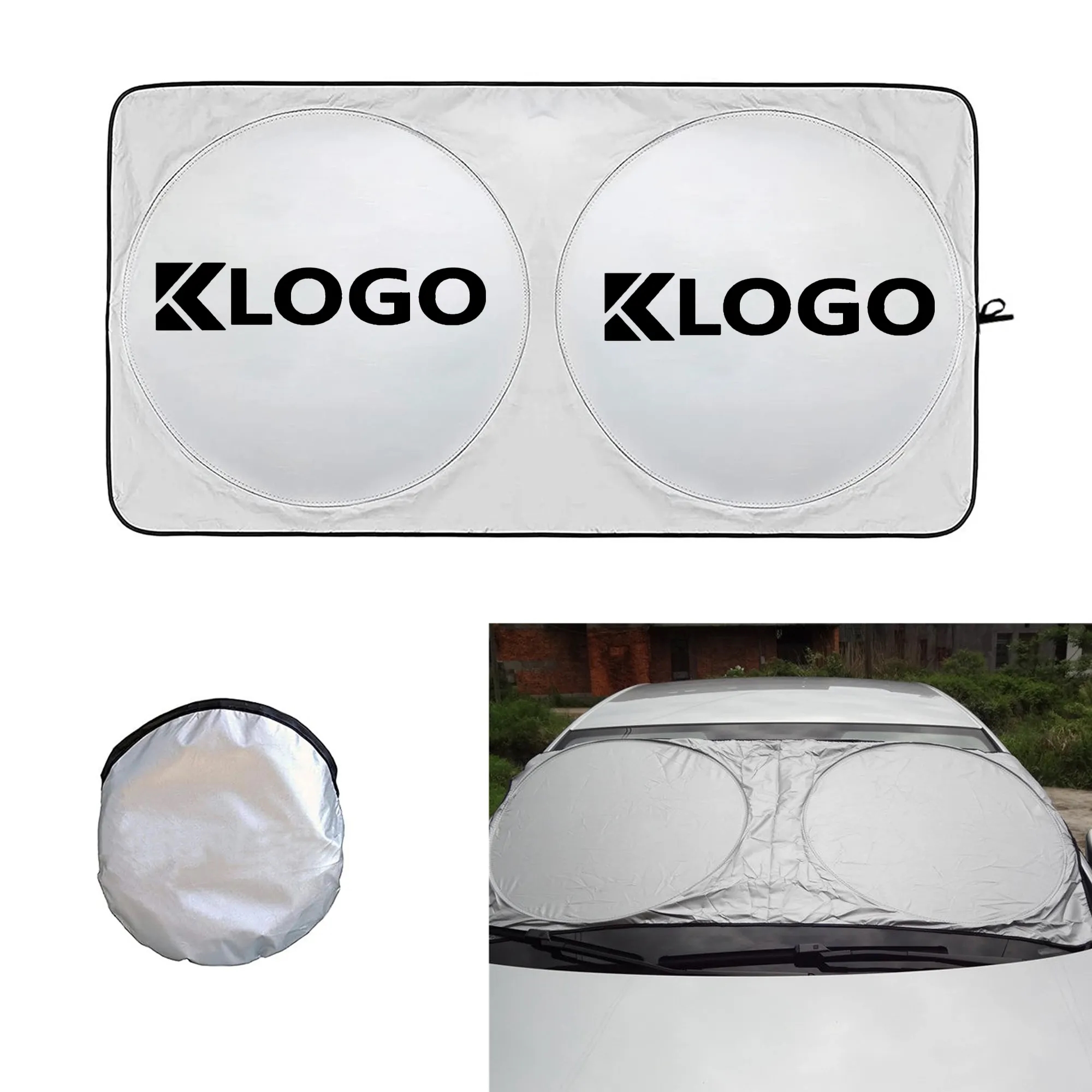 240T Polyester Car Windshield Sun Shade w/Storage Pouch 2