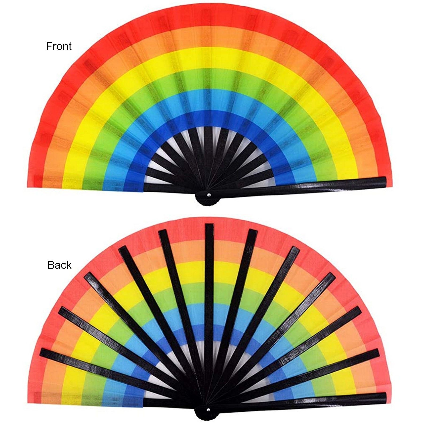 13 Inch Folding Hand Rave Bamboo Gay Pride Rainbow Fan 4