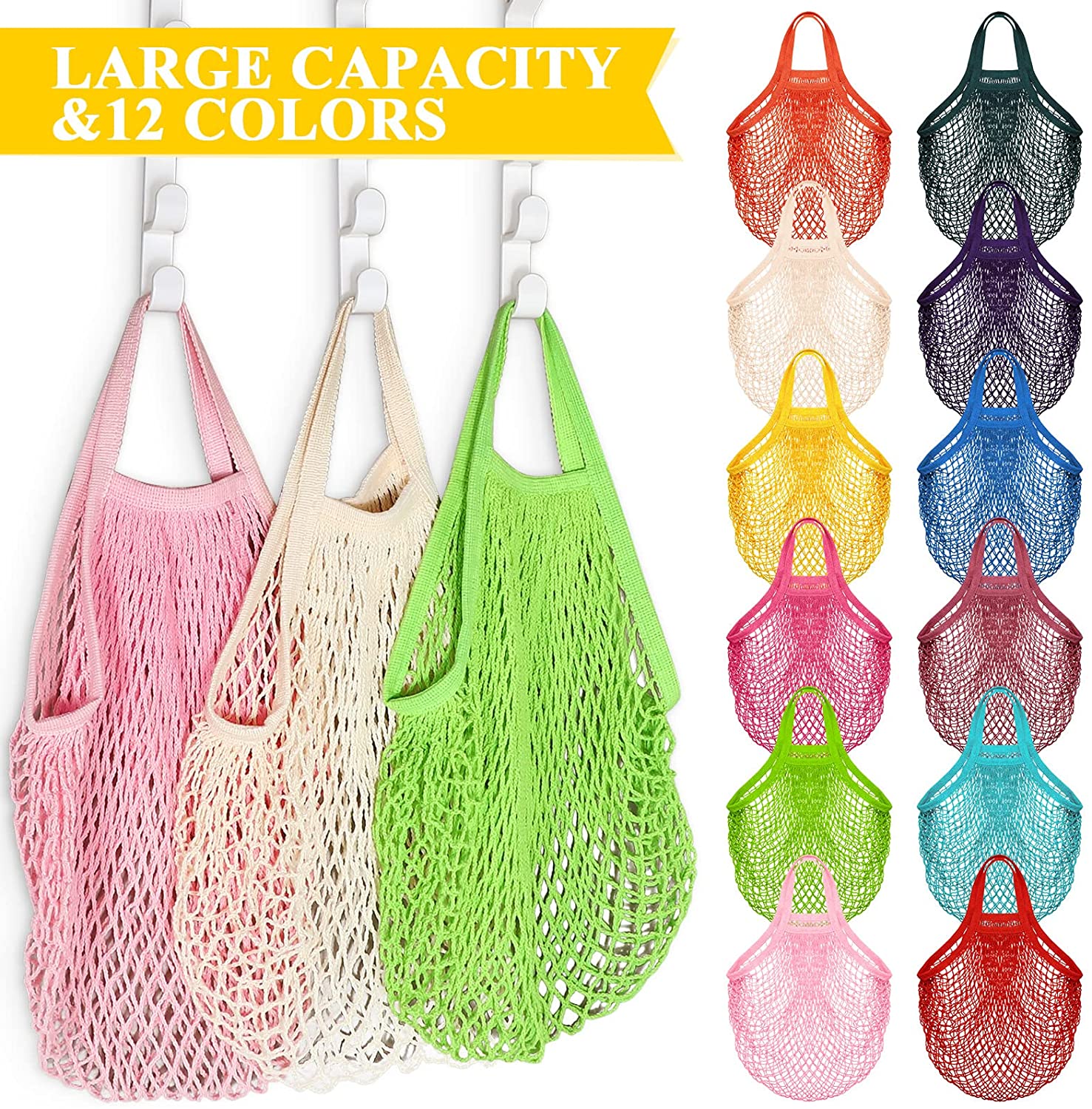 Market Cotton Kitchen Netted Portable Tote Bag 10