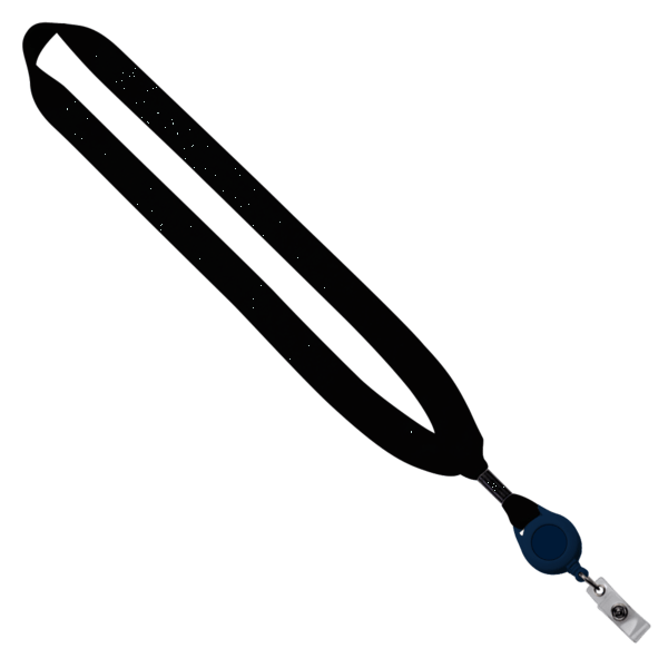 3/4" Cotton Lanyard with Metal Crimp & Retractable Badge Reel 18