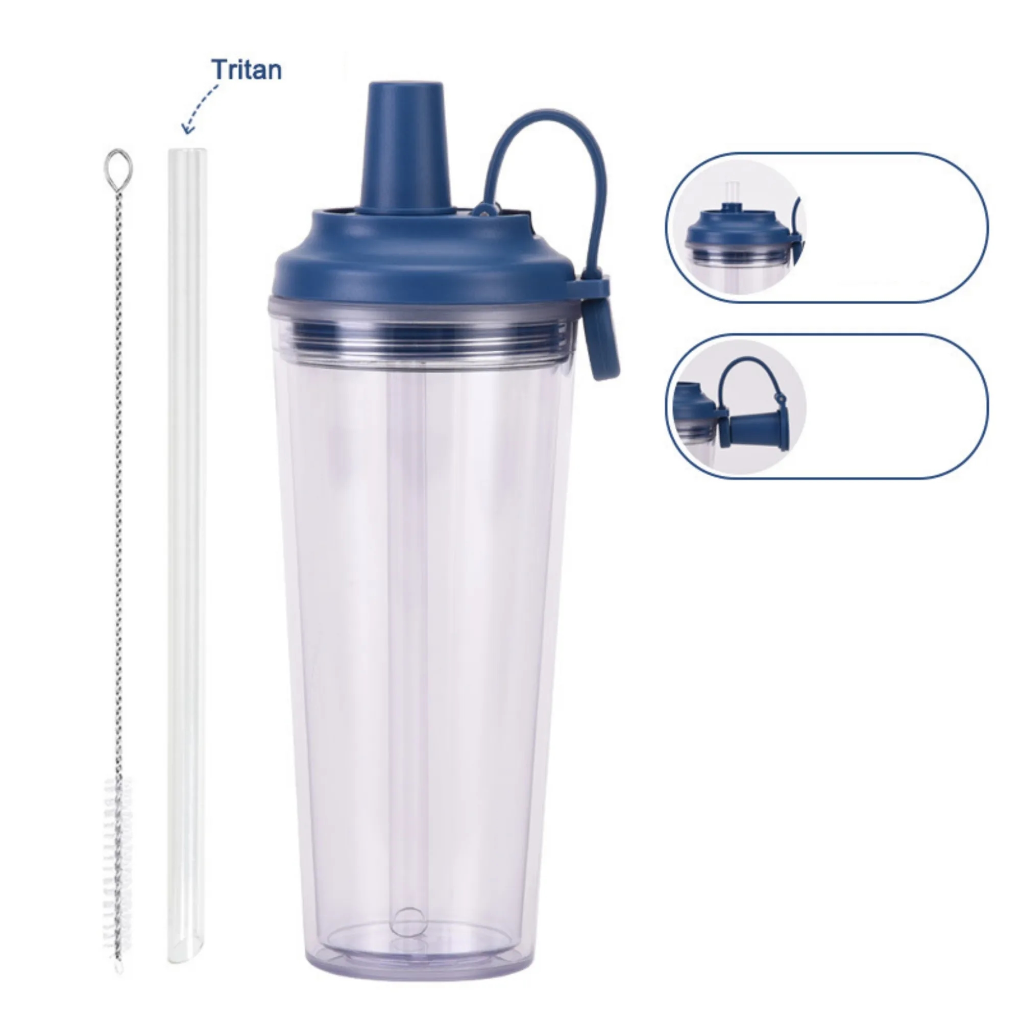 24oz Double-Layer Plastic Straw Cup 16