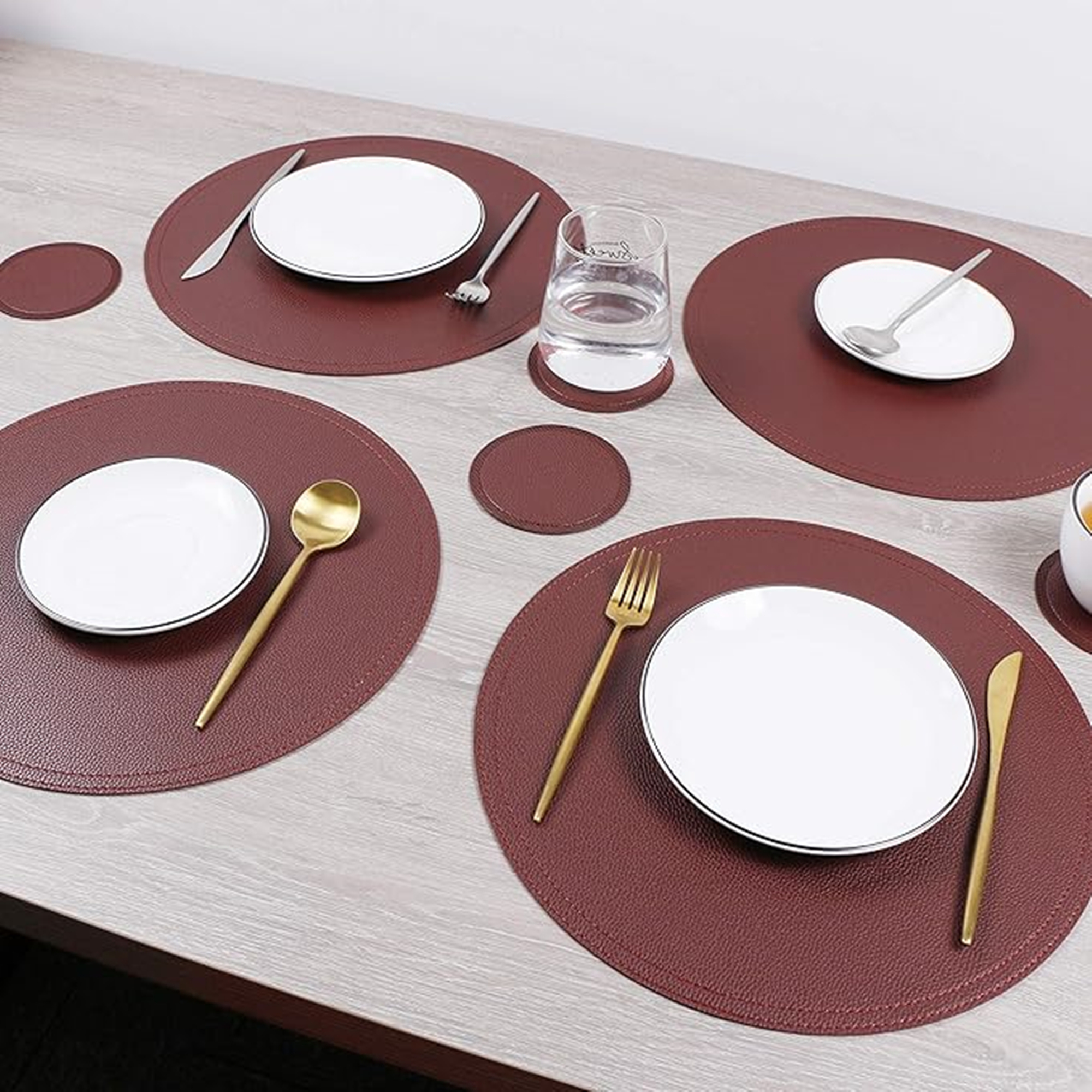 Round PU Leather Placemat 3