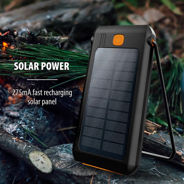 Waterproof Solar Power Bank with 500 Lumen Flash Light and Stand PD 20W 1