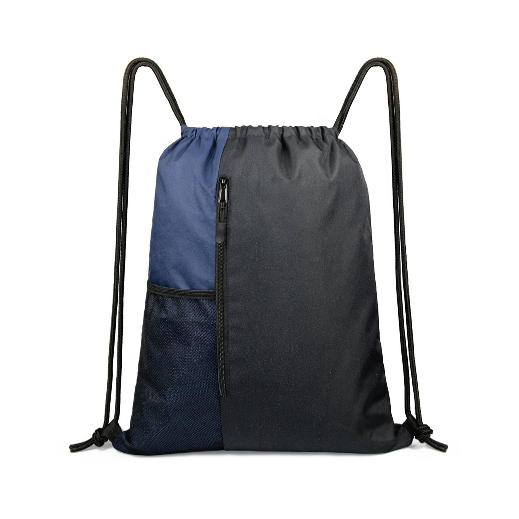 Sports Drawstring Backpack Gym Bag With Zipper And Mesh Pockets 4