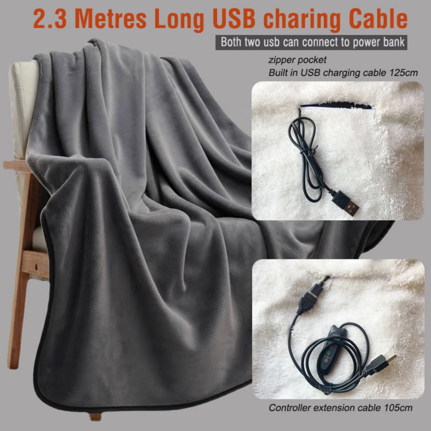 3 Heat Electric Blanket Throw Poncho Wrap 5