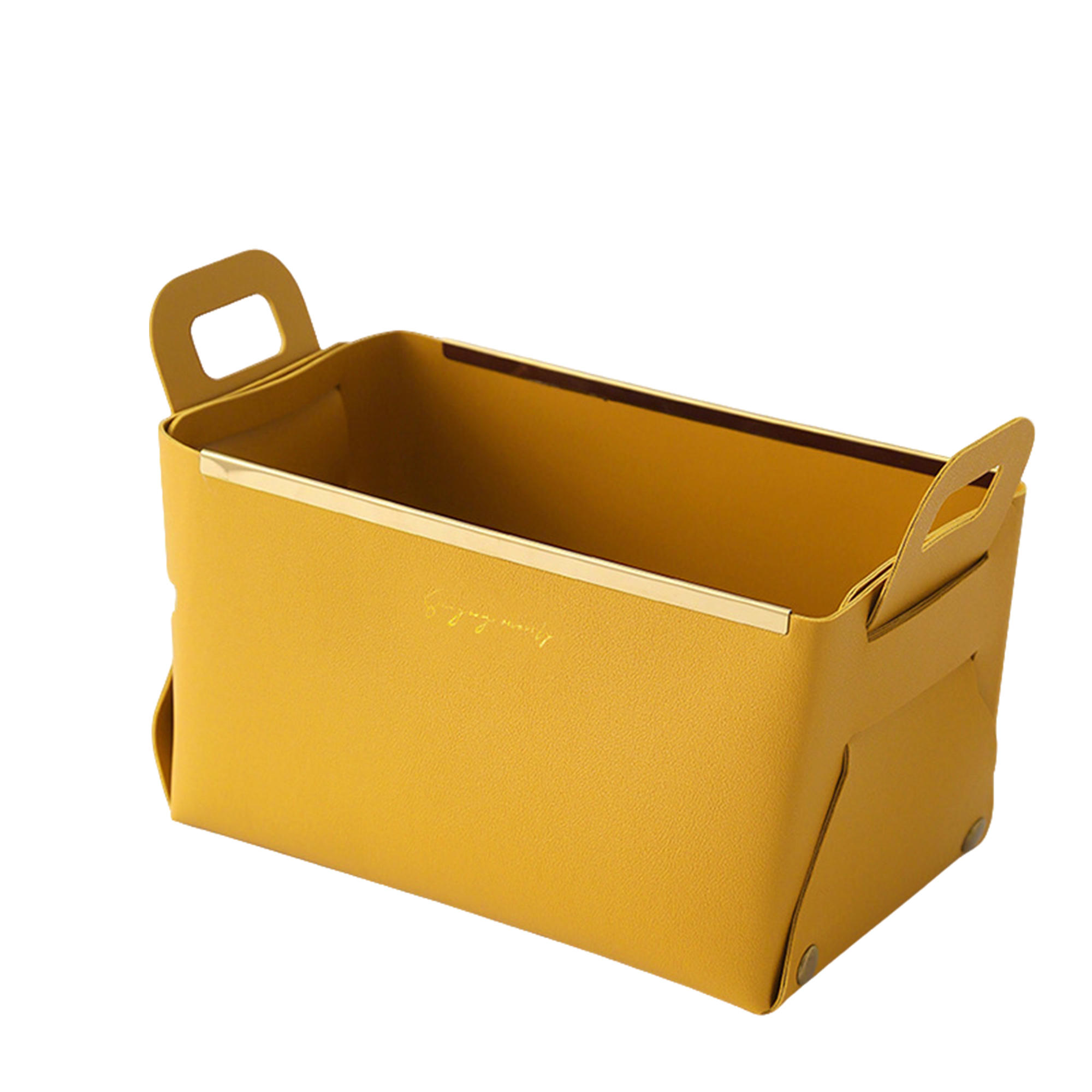 Pu Leather Collapsible Desktop Basket 9" x 5.6" x 5" 3
