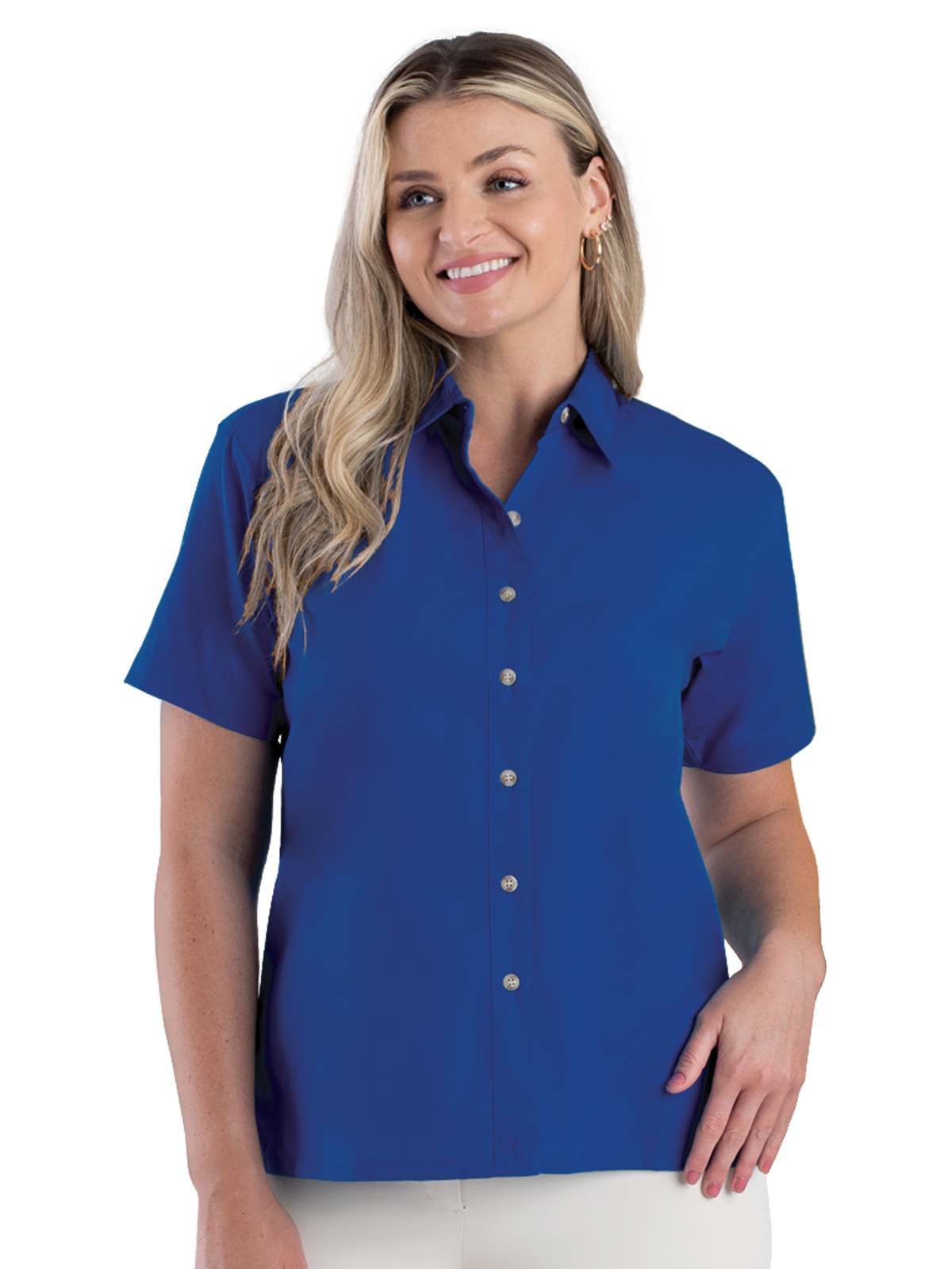 Blue Generation - Women's Pocketless Short Sleeve Superblend Poplin Shirt 10