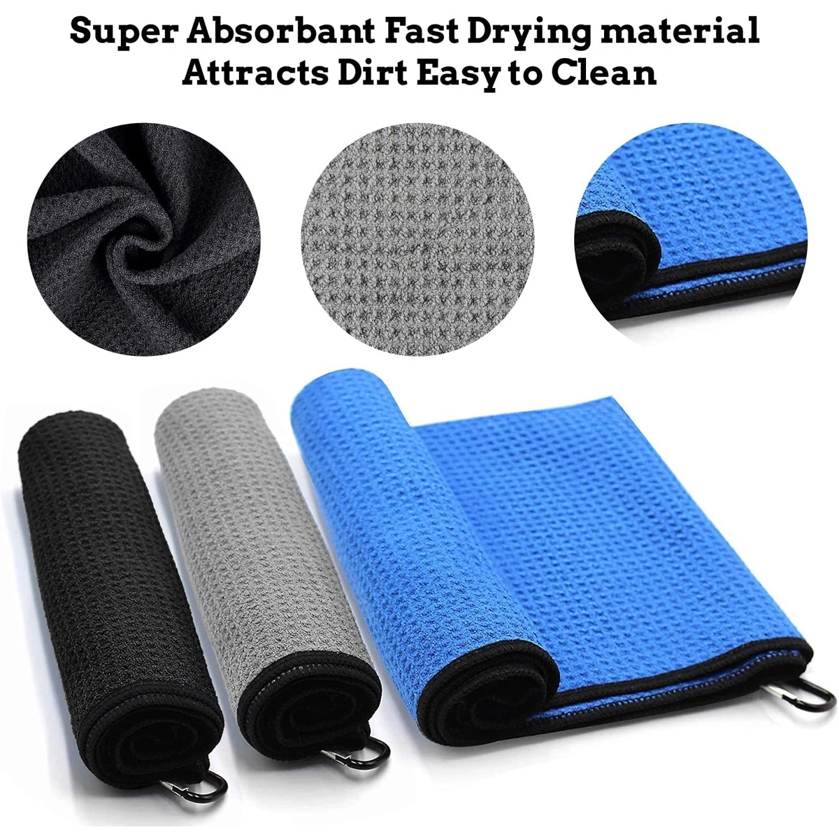 Microfiber Waffle Pattern Towel Golf Accessories Set 3