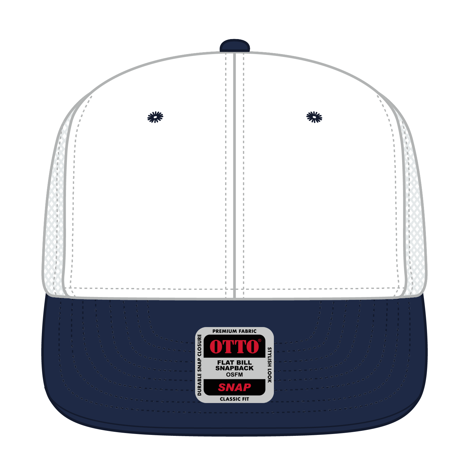 OTTO CAP® OTTO SNAP 6 Panel Pro Style Mesh Back Trucker Snapback Hat 29