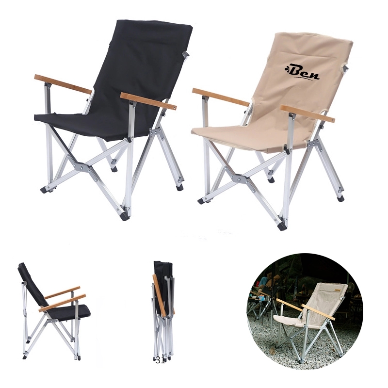 Beach Folding Chair With Wooden Handle And Shoulder Strap 1