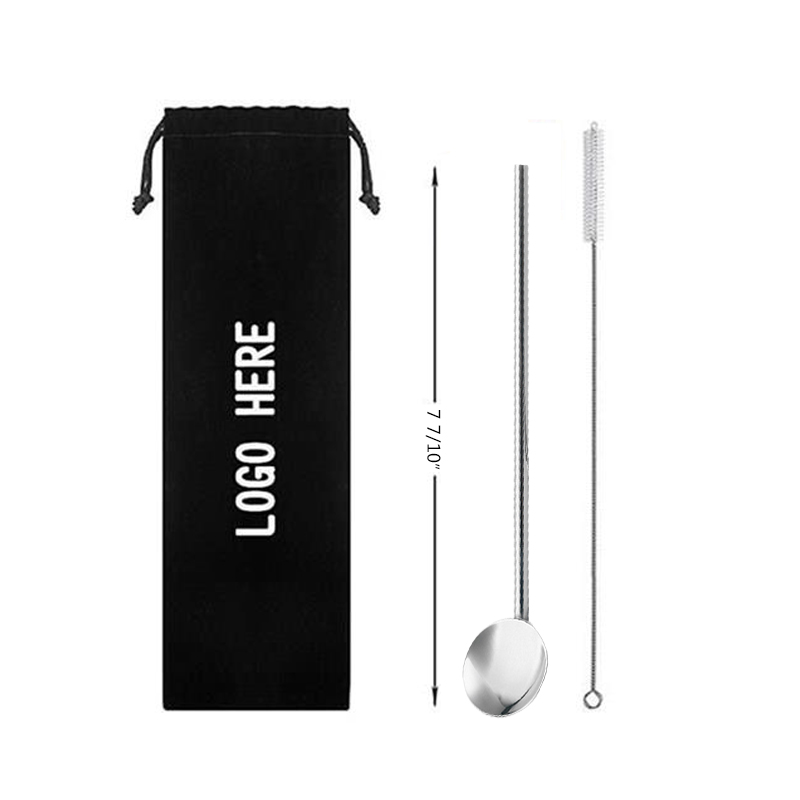 Stainless Steel Spoon and Drinking Straw kit unique giveaway comes with a spoon