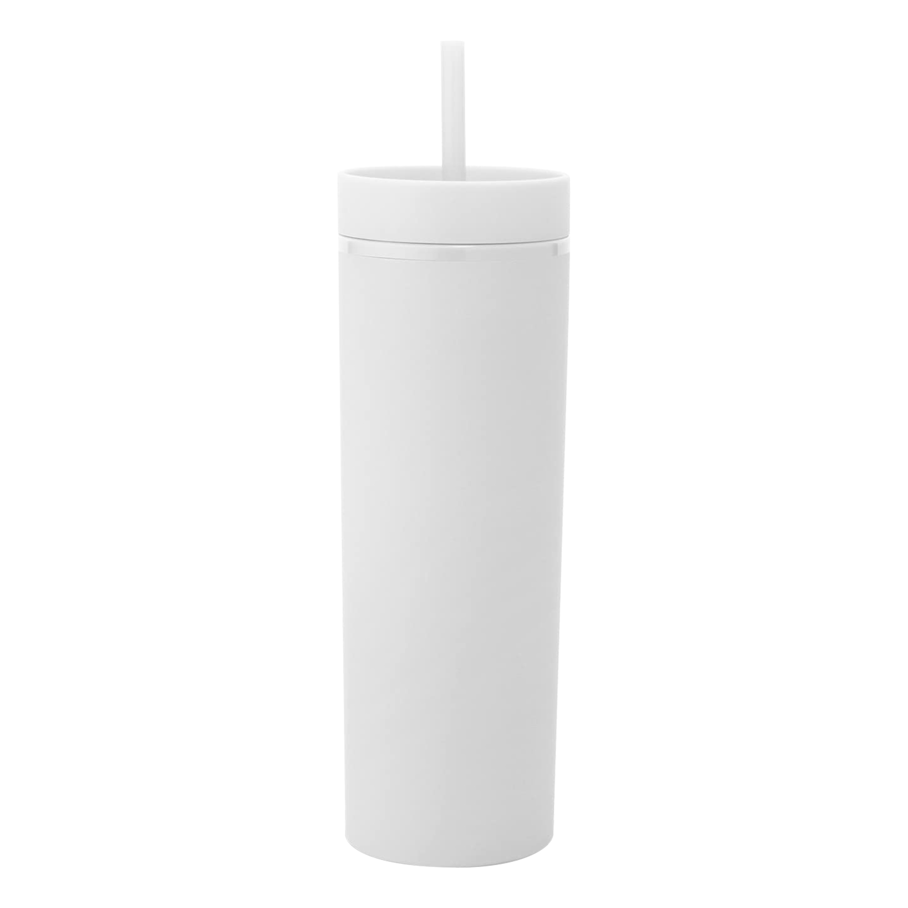 Double-layered Plastic Straight Cup With Straw 6