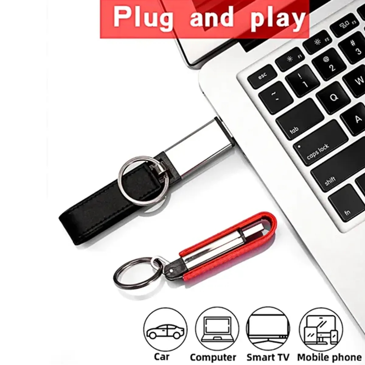 Keychain Metal High Speed Leather Flash Drive 2