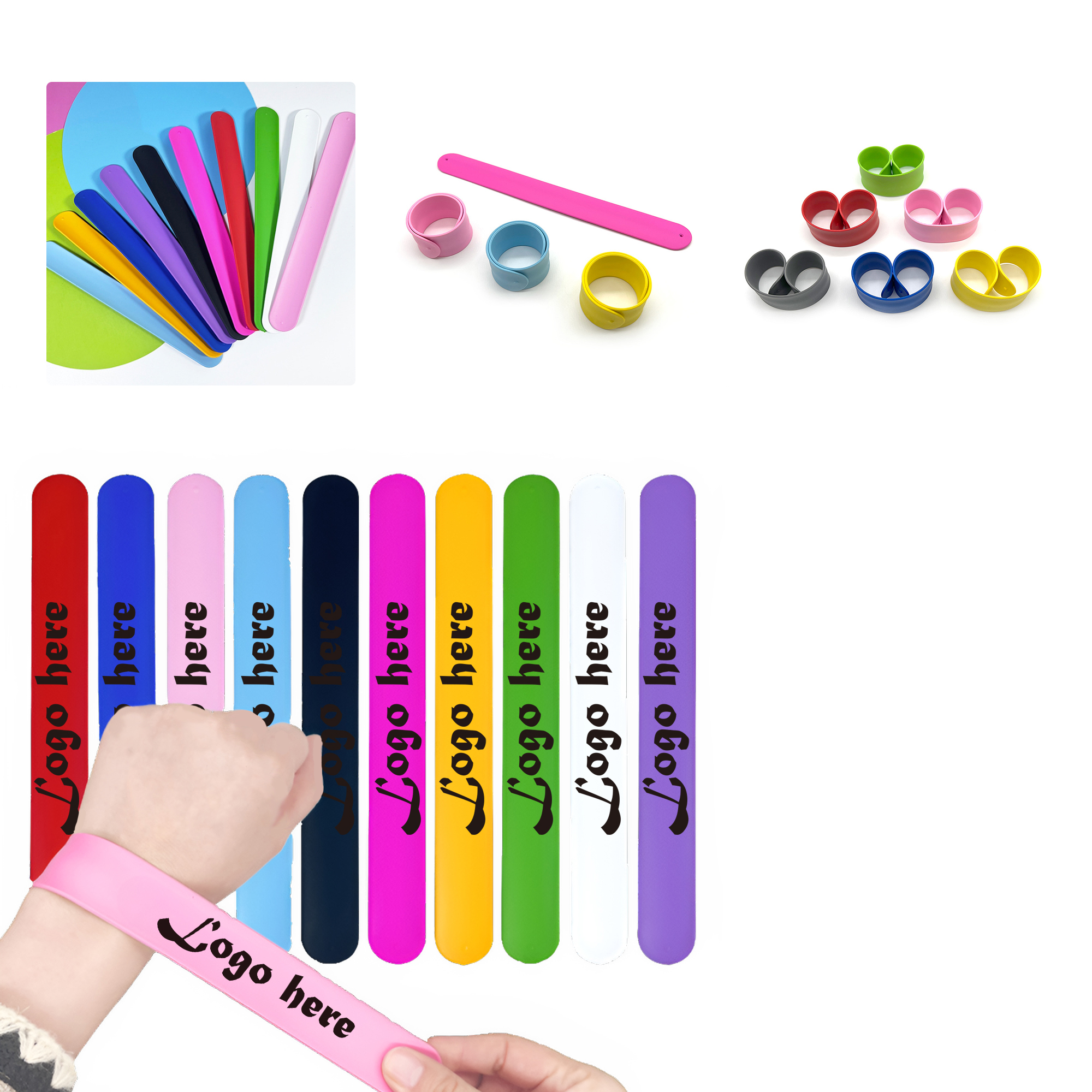 MOQ50 Custom Silicone Slap Bracelets For Promotions 2