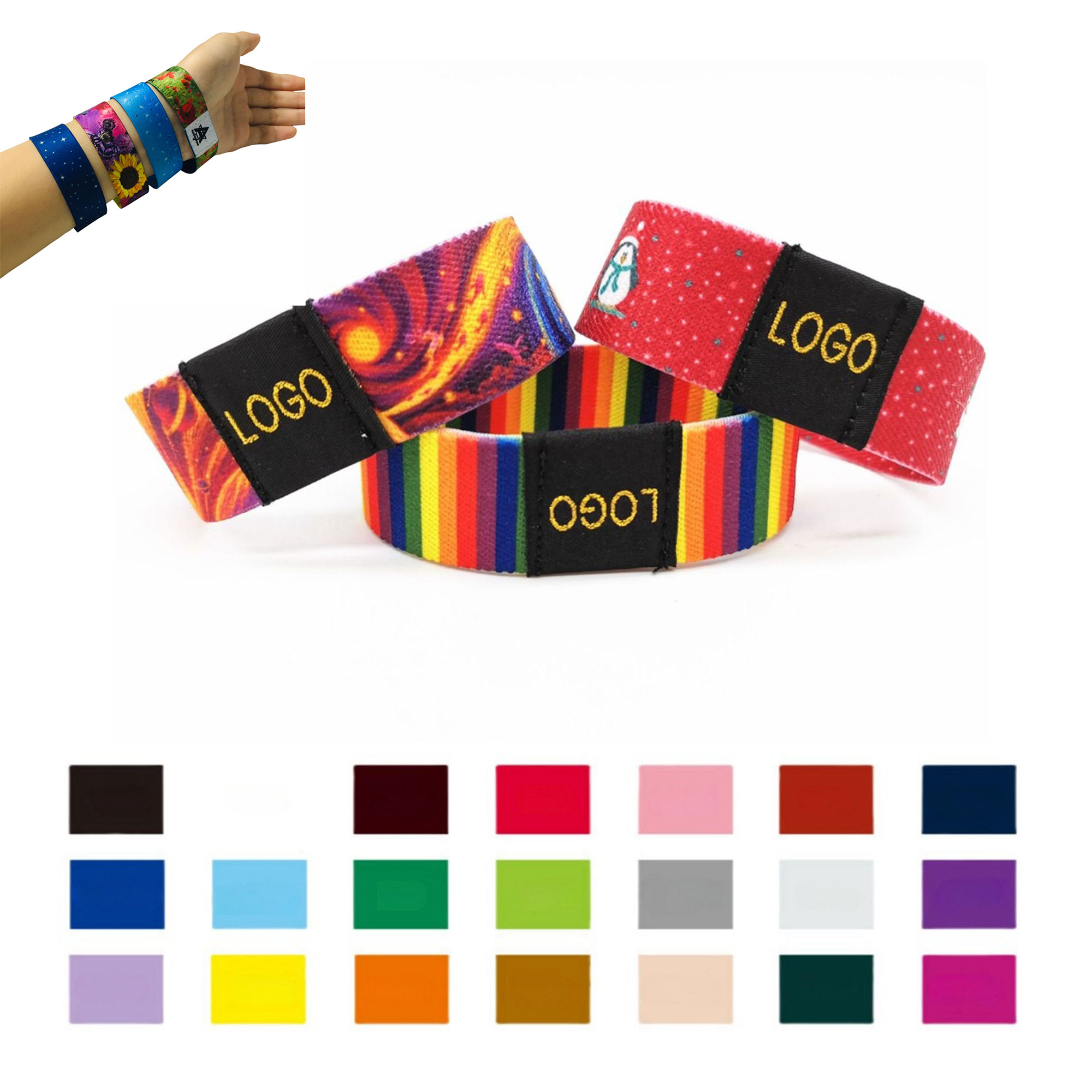 RFID Polyester Elastic Wristband With Woven Label 1