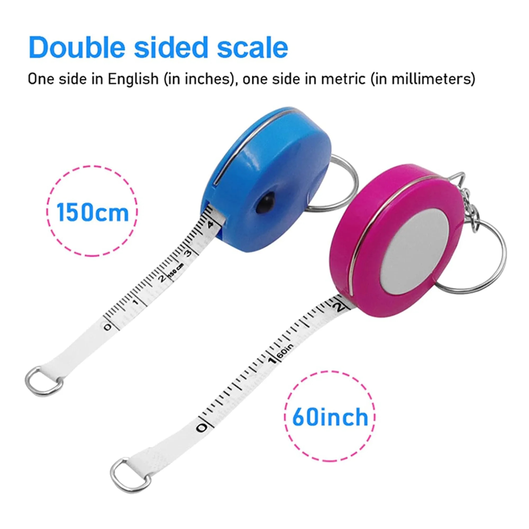 Small Tape Measure Keychains 5ft/ 1.5m Mini Retractable 5