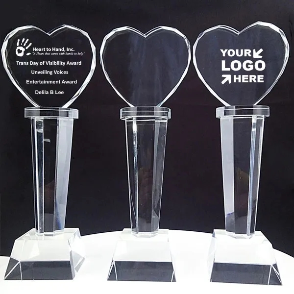 Optical Crystal Heart Shaped Tower Award 5