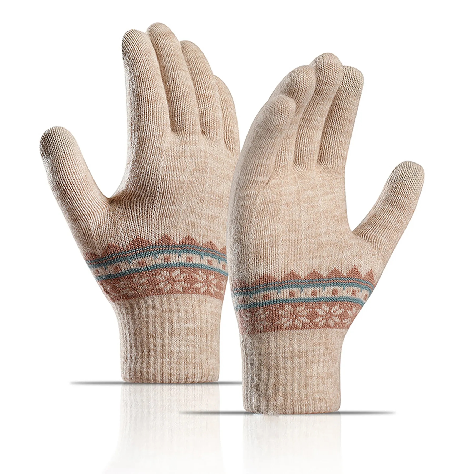 Acrylic Women's Thick Knitted Touch Screen Gloves 6
