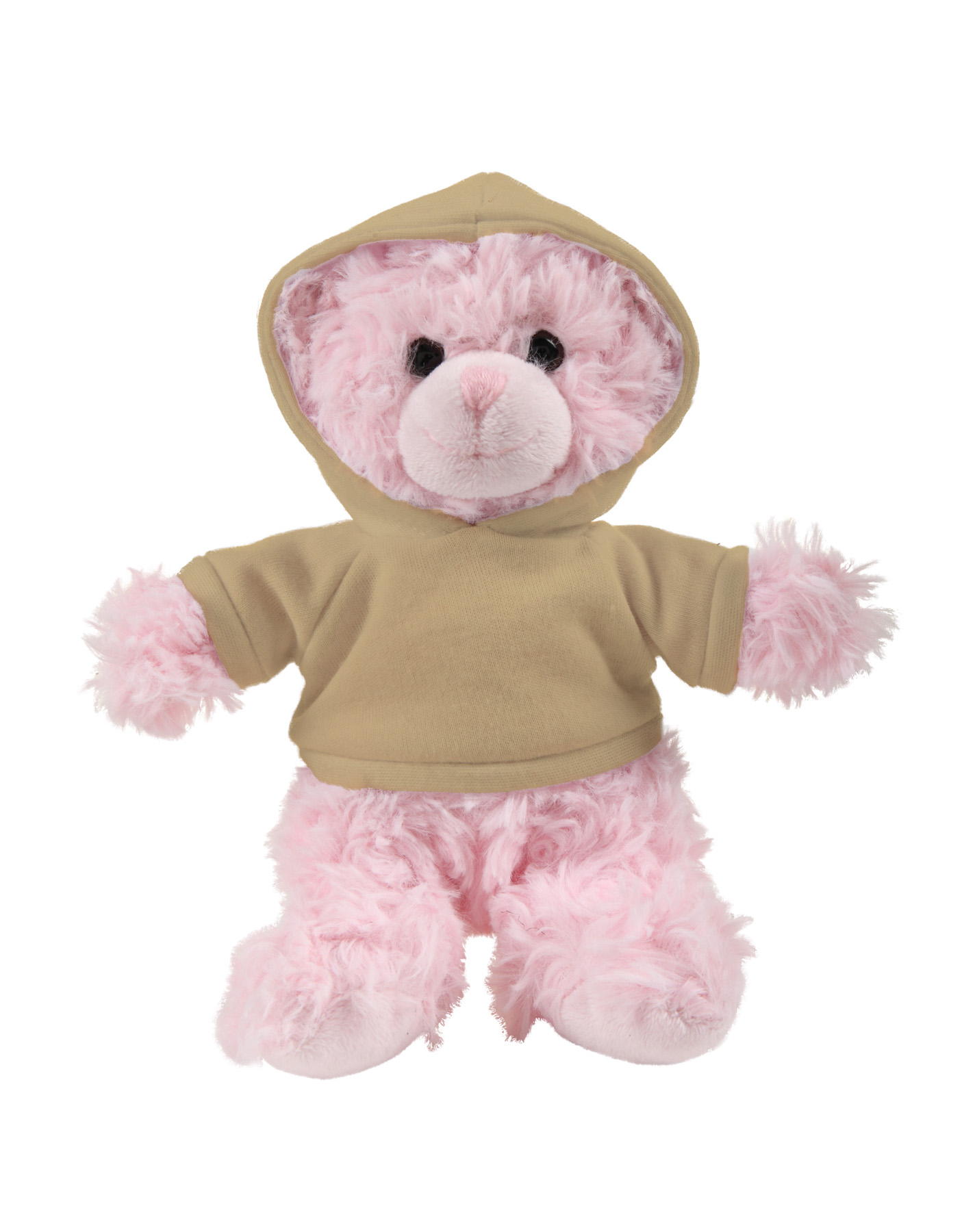 soft plush  Pink Curly Sitting Bear with hoodie 4