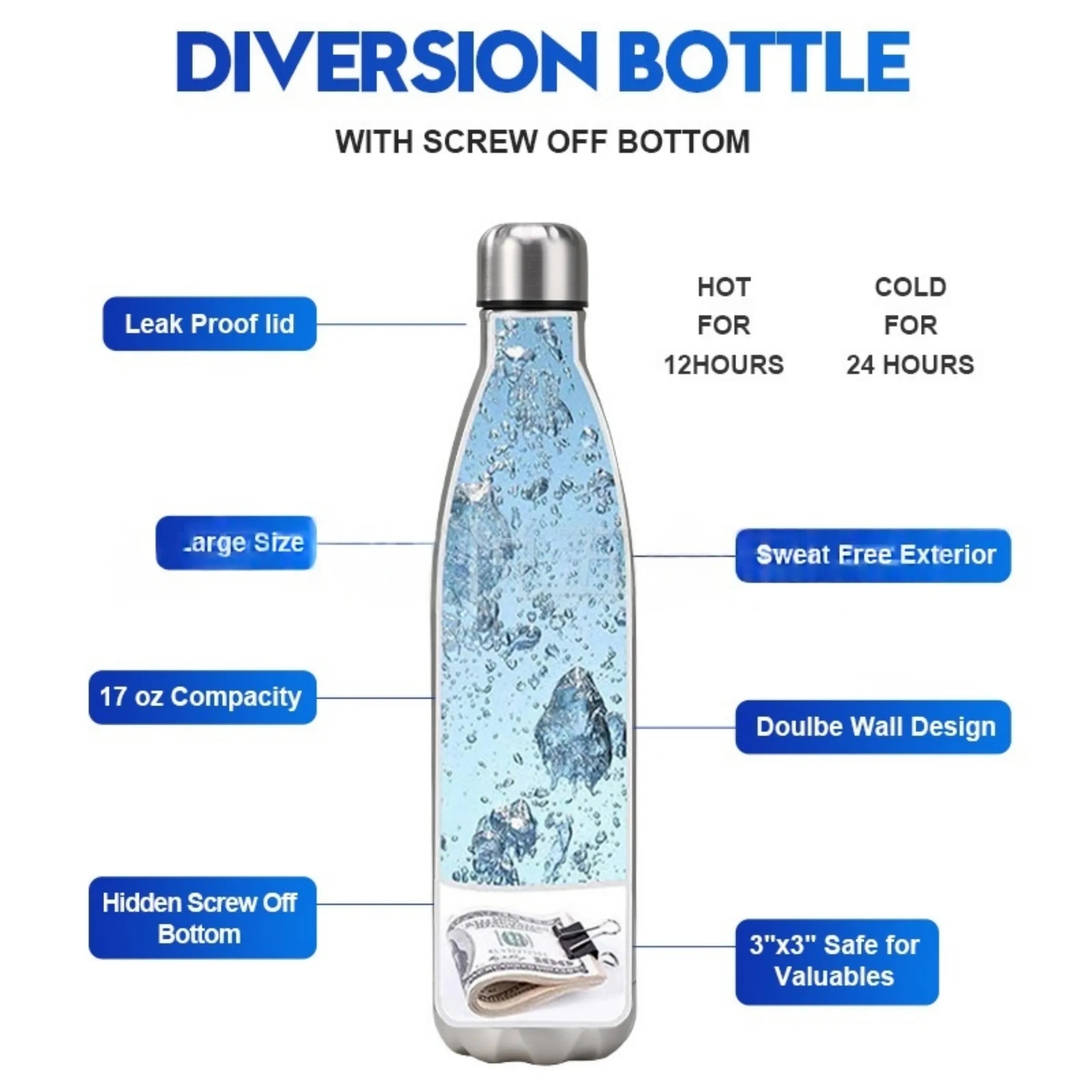 Detachable-Bottom Outdoor Storage Stainless Steel Thermos, custom water bottle with logo imprint 6